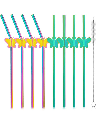 Popotes Reutilizables de Acero Inoxidable BIEOFFEI 20.32 cm 8 Pzas