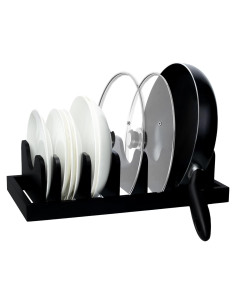 Organizador de Tapas de Olla MinBoo, Madera de Acacia, Negro