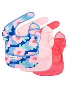 Baberos Tiny Twinkle a Prueba de Desorden 3pk Floral Azul