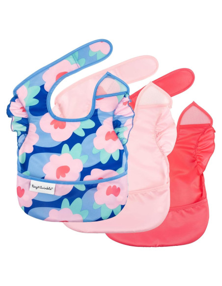 Baberos Tiny Twinkle a Prueba de Desorden 3pk Floral Azul