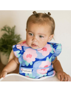 Baberos Tiny Twinkle a Prueba de Desorden 3pk Floral Azul 2