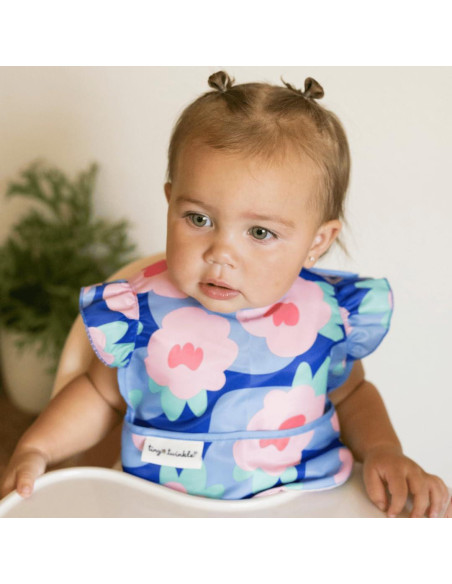 Baberos Tiny Twinkle a Prueba de Desorden 3pk Floral Azul