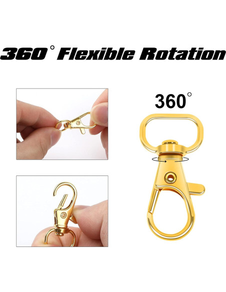 Ganchos de Clip y Anillos en D SANNIX 120 Pcs Dorados Ganchos de Clip y Anillos en D SANNIX 120 Pcs Dorados