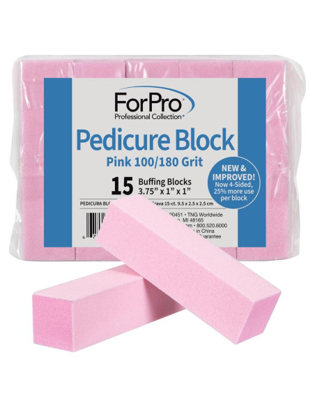 Bloque de Pedicura Rosa ForPro 100/180 Grano 15 Unidades