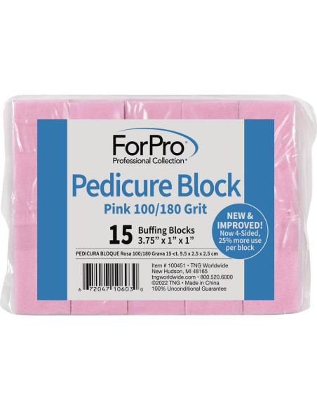 Bloque de Pedicura Rosa ForPro 100/180 Grano 15 Unidades