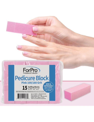 Bloque de Pedicura Rosa ForPro 100/180 Grano 15 Unidades