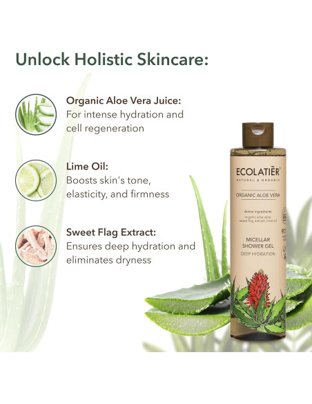 Gel de Ducha Micelar Ecolatier con Aloe Vera 350ml - Vegano