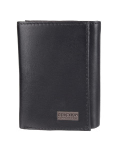 Billetera Kenneth Cole Hombre Piel RFID Trifold Slim Negra
