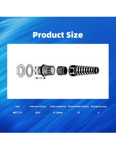 Conector de Alivio de Tensión CGELE NPT 1/2" Paquete de 2 2