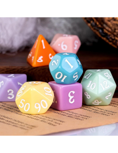 Juego de Dados Poliedricos DND Poludie 7 Pcs Macaron