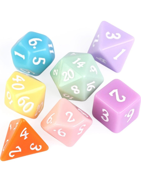 Juego de Dados Poliedricos DND Poludie 7 Pcs Macaron