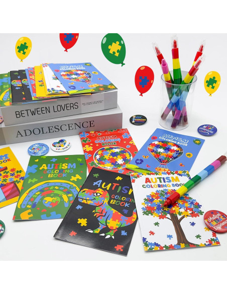 Set de Libros para Colorear Autismo Cinrobiye 24 Pcs con Crayones