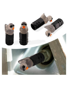 4 Tapas de Válvula de Neumático Rislobx Pato Negro Decorativas