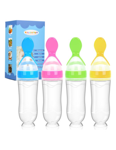 Dispensador de Comida para Bebés 4 Pack Cucharas Silicona 3 oz