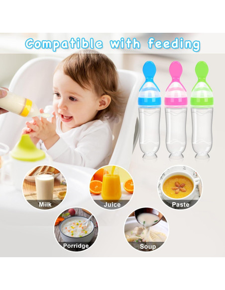Dispensador de Comida para Bebés 4 Pack Cucharas Silicona 3 oz