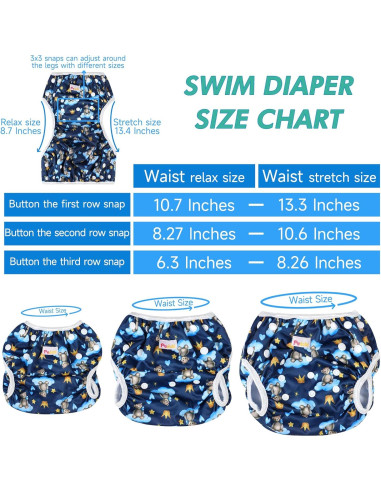 Pañales de natación reutilizables Pedobi, 3 unidades, Oso, Grande