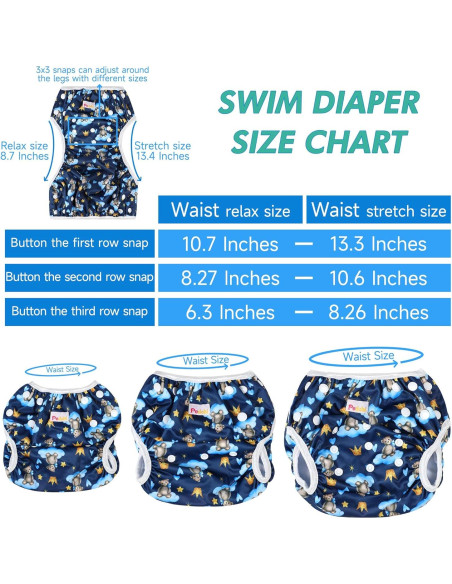 Pañales de natación reutilizables Pedobi, 3 unidades, Oso, Grande