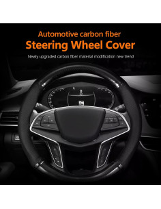 Funda de Volante Transpirable QODOLSI Circular 38 cm Carbono 2