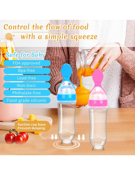 Dispensador de Comida para Bebés 4 Pack Cucharas Silicona 3 oz