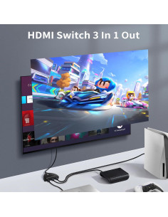 Interruptor HDMI 2.1 NEWCARE 3 en 1 8K@60Hz con Cable 0.88m 2