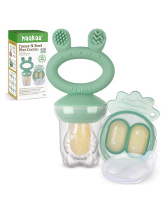 Combo Alimentador de Frutas y Moldes Popsicle Haakaa Verde