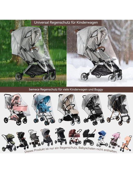 Cubierta de Lluvia Bemece para Cochecito Universal - Impermeable
