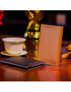 Funda de Pasaporte Unisex FEILOOM Cuero PU Marrón y Negro 2