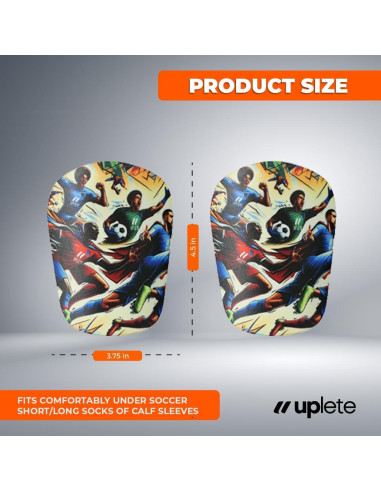 Mini Espinilleras de Fútbol Uplete Héroes del Fútbol - Ligeras y Cómodas