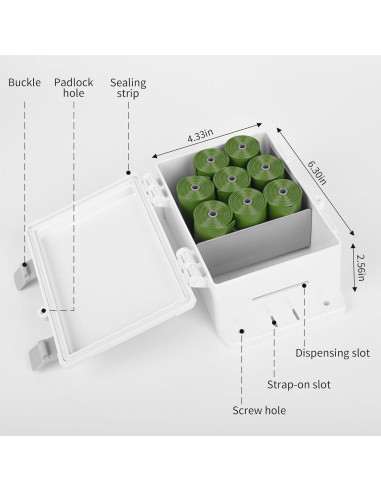 Dispensador de bolsas para excremento de perro Vanqou con 8 rollos