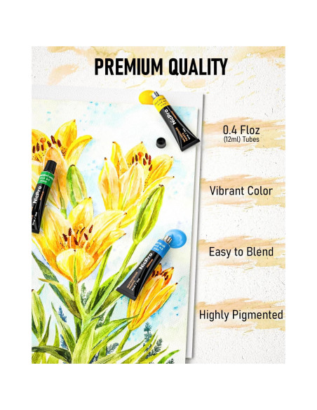 Set de Pintura Acuarela Nicpro 78PCS - 36 Colores, Pinceles y Papel