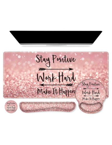 Alfombrilla de Ratón iCasso Rosa Ergonómica 4 en 1 XXL