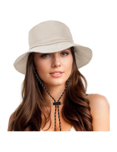 Sombrero de Cubo Impermeable Durio para Mujer UPF 50+ Beige