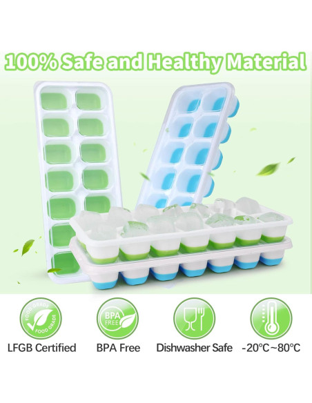 Bandejas de Hielo Furnsii 2 Piezas Silicona Apilables 56 Cubos