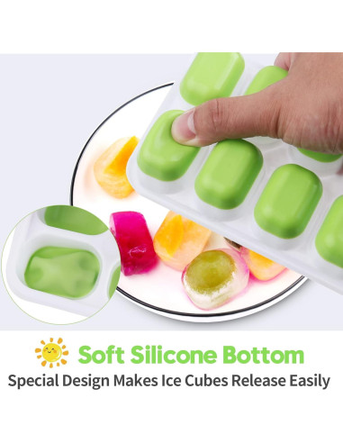 Bandejas de Hielo Furnsii 2 Piezas Silicona Apilables 56 Cubos