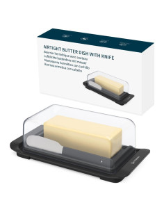 Caja de Mantequilla Hermética KITCHENDAO con Cuchillo - Negra
