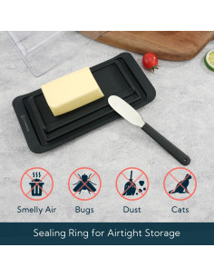 Caja de Mantequilla Hermética KITCHENDAO con Cuchillo - Negra 2