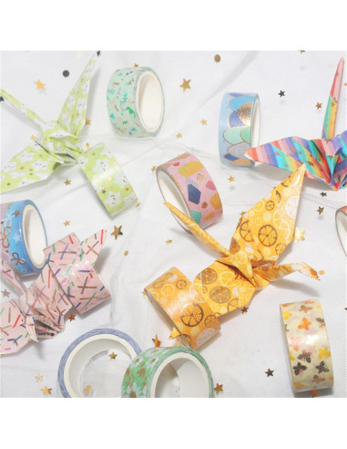 Juego de 12 Rollos de Cinta Washi Esweny Color Caramelo 15mm