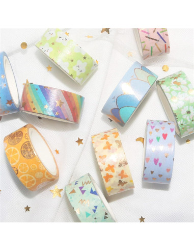 Juego de 12 Rollos de Cinta Washi Esweny Color Caramelo 15mm