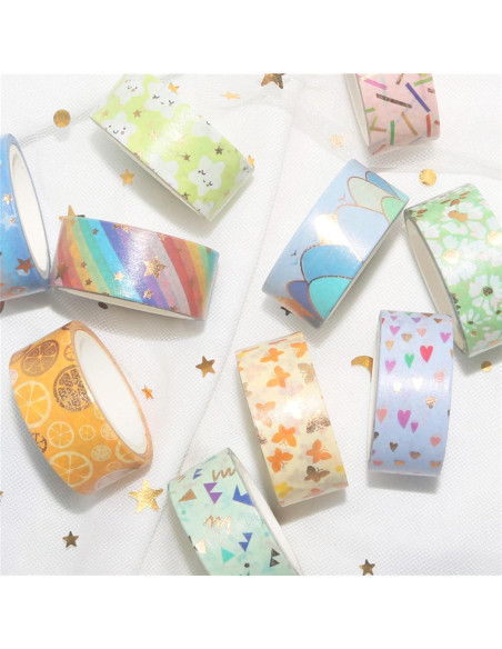 Juego de 12 Rollos de Cinta Washi Esweny Color Caramelo 15mm