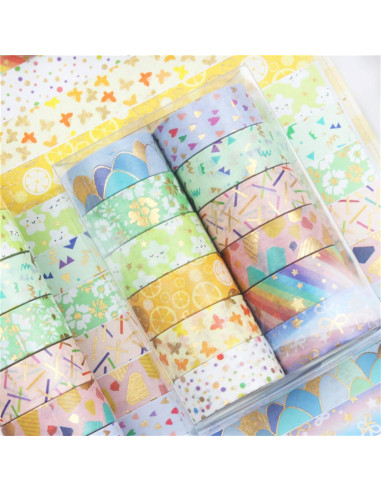 Juego de 12 Rollos de Cinta Washi Esweny Color Caramelo 15mm