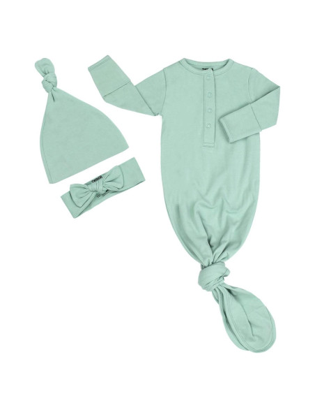 Bata Anudada para Bebé TWINOR Verde Claro con Sombrero y Diadema