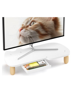 Soporte para Monitor Ergonómico AFOOYO Gato Blanco 42x21 cm