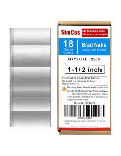 Clavos de Brad Acero Inoxidable 304 18 GA 3.81 cm SimCos