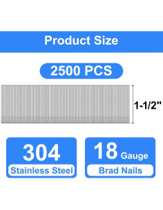 Clavos de Brad Acero Inoxidable 304 18 GA 3.81 cm SimCos 2