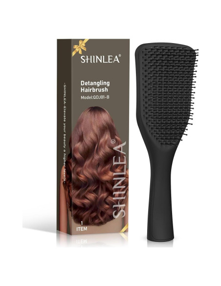 Cepillo Desenredante SHINLEA Negro para Cabello Húmedo y Seco