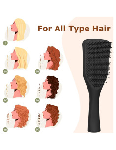 Cepillo Desenredante SHINLEA Negro para Cabello Húmedo y Seco 2