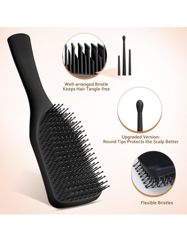 Cepillo Desenredante SHINLEA Negro para Cabello Húmedo y Seco