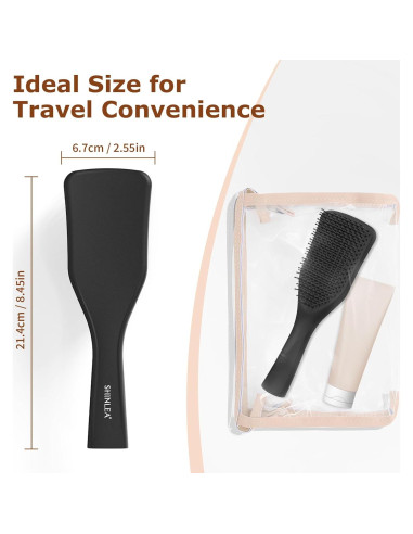 Cepillo Desenredante SHINLEA Negro para Cabello Húmedo y Seco