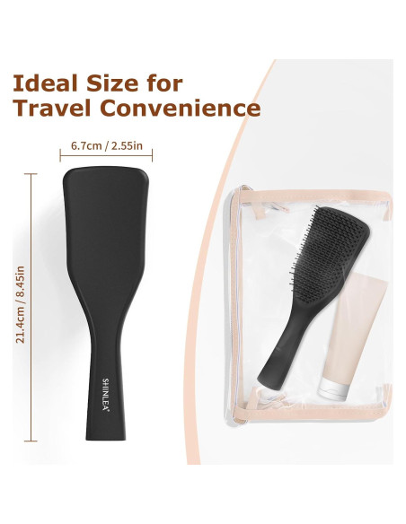 Cepillo Desenredante SHINLEA Negro para Cabello Húmedo y Seco