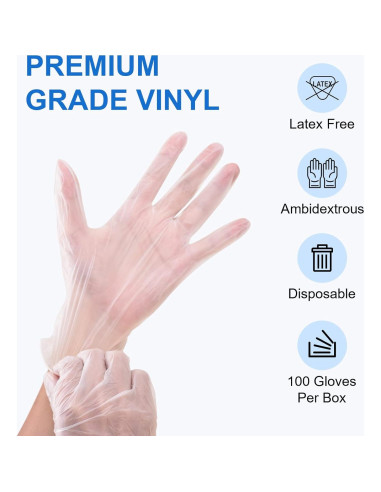 Guantes de Examen de Vinilo Schneider VMFC20, 50 Unidades, Sin Látex